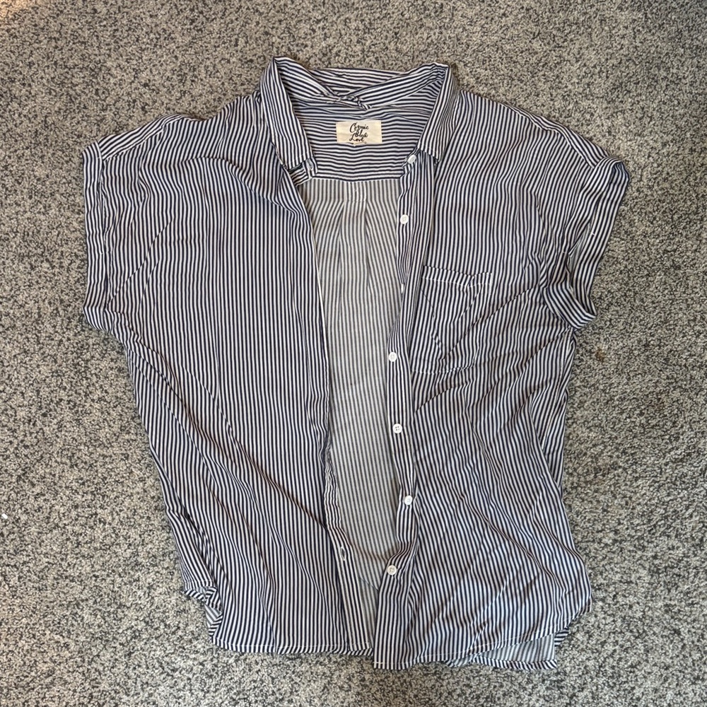 Navy and White Striped Shirt